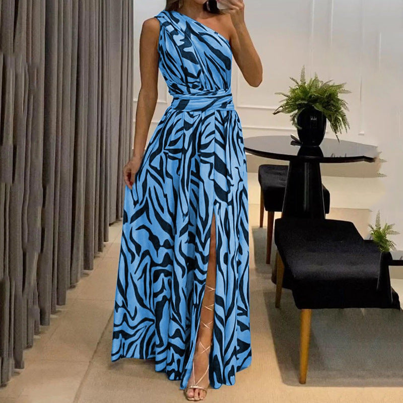 Vestido Mariana Longo Nula Manga e Fenda Frontal