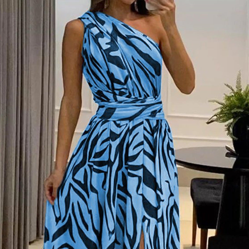 Vestido Mariana Longo Nula Manga e Fenda Frontal