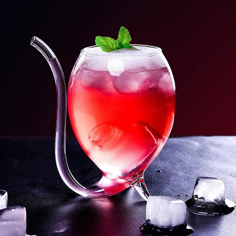 Copo de Drink com Canudo de Vidro Castiliani