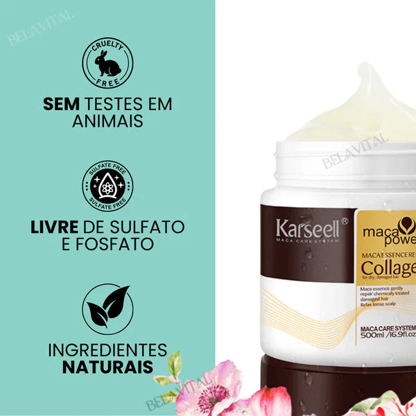 Máscara de Colágeno Karseell Original: Renovação e Brilho para Cabelos | COMPRE 1 LEVE 2