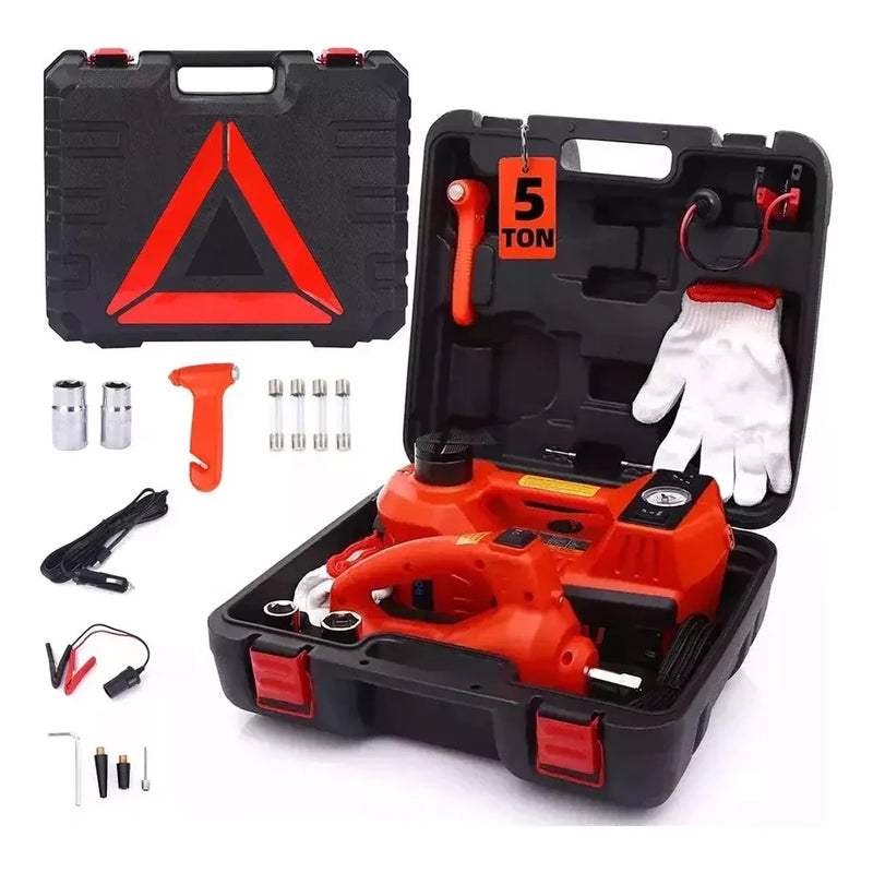 Kit Macaco Elétrico 4 em 1 (Macaco, Compressor de ar Chave de Impacto) 12V